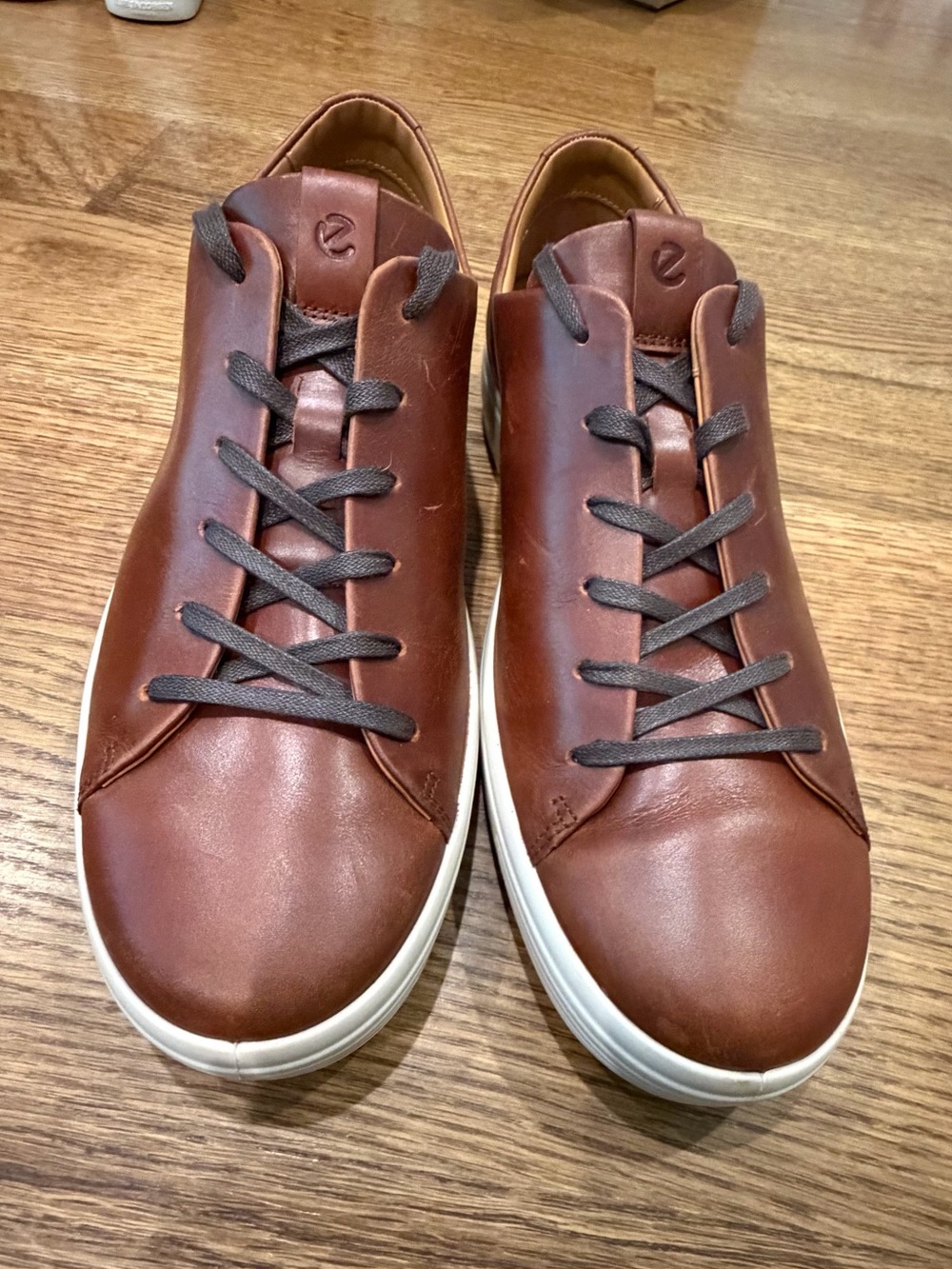 ECCO MEN'S SOFT 7 SNEAKER Leather Size 11 US 46 EU Cognac Comfort